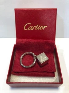 Cartier Logo Silver Tone Dice Cube Key Charm Bag Charm - Picture 1 of 7