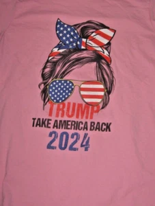 COOL Womens Trump Take America Back Pink 2024 T-Shirt SIZE L - Picture 1 of 4