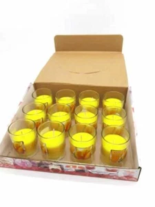 Set De 12 Piezas Velas En Vaso Amarillo Relajante Cera Aroma Mango Bal - Imagen 1 de 1