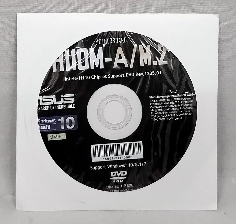 ASUS H110M-A/M.2 Motherboard Intel Chipset Support Rev. 1235.01 DVD - Image 1 of 1