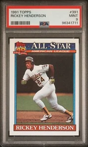 1991 TOPPS #391 RICKEY HENDERSON PSA 9 - Picture 1 of 2