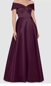Xscape women's purple burgundy satin gown dress size 10 prom wedding formal - Picture 1 of 3