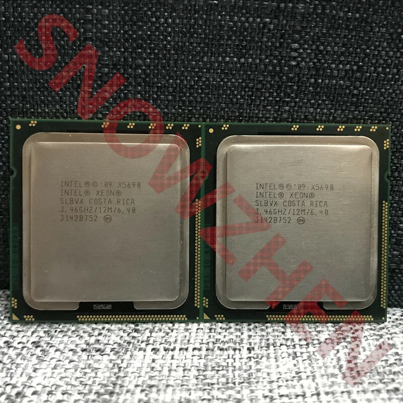 Matching pair Intel Xeon X5690 CPU 6 Core 3.46GHz 12MB LGA 1366 SLBVX Processors - Image 1 of 1