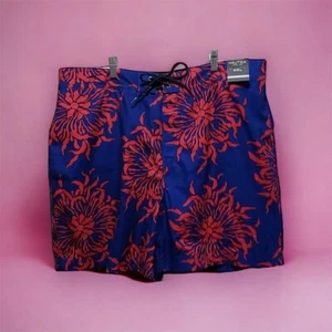 NEW Nautica Swim Trunks Blue Red Men's Size XXL Mesh Lining Polyester - Picture 1 of 14