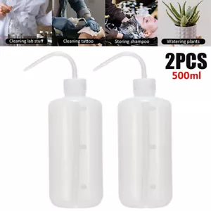 2PC Red Bent Tip Tattoo Clean Wash Bottles Chemical Reagent Squeeze Bottle 500ML - Picture 1 of 9