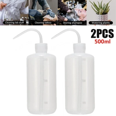 Botellas de lavado limpias de reactivo químico 500 ml con punta doblada roja de 2 piezas Foto 1 de 4