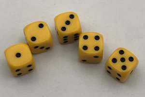 Yahtzee Texas Hold Em Dice 5 Yellow Replacement Dice - Picture 1 of 1
