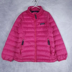 Patagonia Down Sweater Jacket Girls Small 7-8 Magenta Pink Quilted Outdoor FLAW - Picture 1 of 24