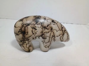 Native American Navajo Bear Indian Figurine, Signed, Horse Hair Pottery - Picture 1 of 5
