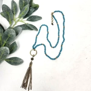 LUCKY BRAND Long Blue Beaded Tassel - Picture 1 of 6