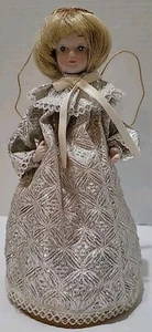 Vestido de colección Angel Christmas Tree Topper Porcelana Cabeza Brazos 9" Tule Plateado Difícil de encontrar - Imagen 1 de 22