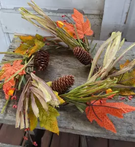 HERBST AHORNBLATT KERZENRING BEERE KIEFER 6"" x 12"" Ernte Herbstgras NEU - Bild 1 von 4