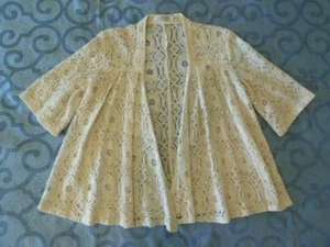 Anthropologie Solitaire Ravi Khosla Cotton Crochet Lace Open Topper Jacket~S~EUC - Picture 1 of 10