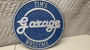 USA Whitehall. Unique TIM'S GARAGE Heavy Duty Cast Sign Home man cave 12" - Picture 1 of 9