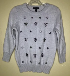 Suéter J Crew Mediano Lavanda y Racimos de Gemas Cuello Redondo Tejido Jersey - Imagen 1 de 7