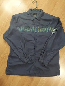 No Boundaries Langarmhemd Herren große bestickte Flammen/Würfel Knopfleiste Vintage - Bild 1 von 9