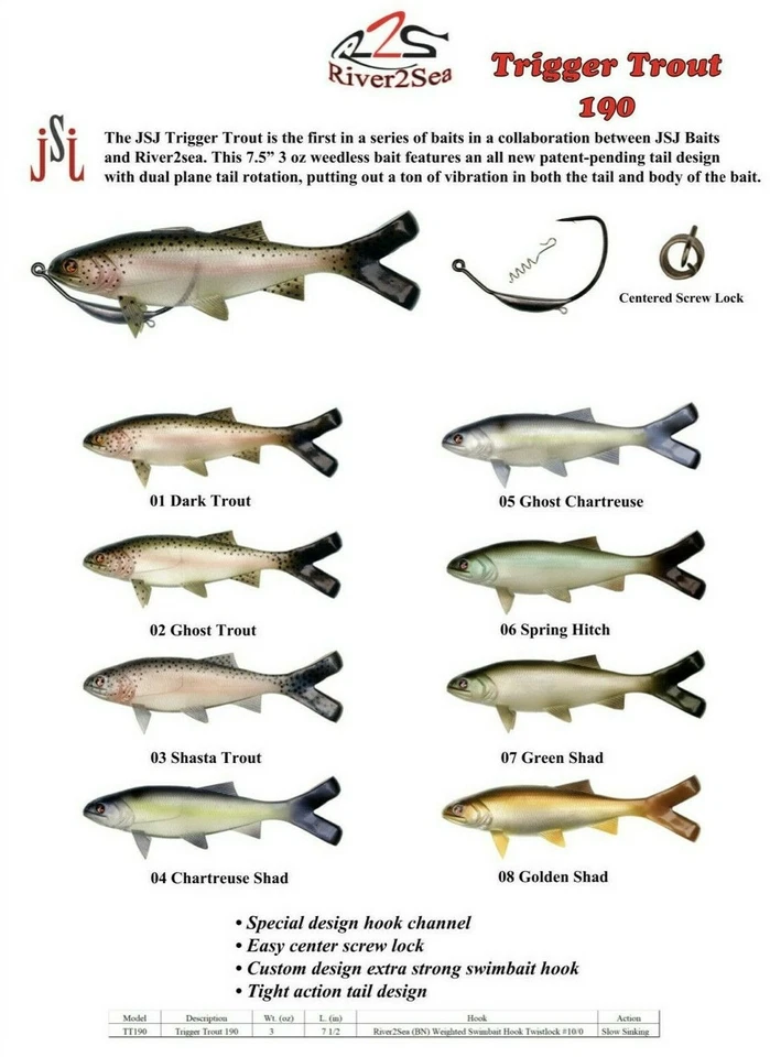 OFERTA - River2Sea JSJ Trigger Trout Weedless Swimbait - Elige Color Foto 1 de 1