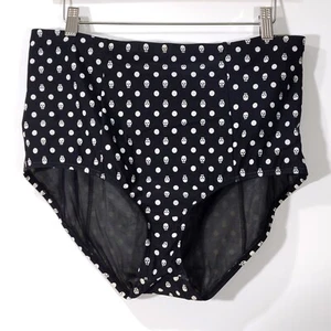 Torrid Black White Polka Dot Skulls Mesh Lined Swim Bottom Briefs Sz 2 2X - Picture 1 of 5