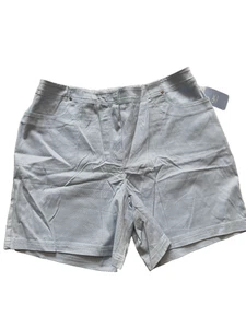 Denim & Co Light Beige Twill Pull on Shorts 4 Pocket At the Waist Khaki Short 1X - Picture 1 of 6
