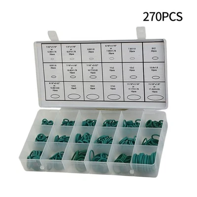 270 Pcs 18 Sizes Kit Air Conditioner Seal A/C HNBR O-Rings Car Vehicle/ Repair - Image 1 of 4