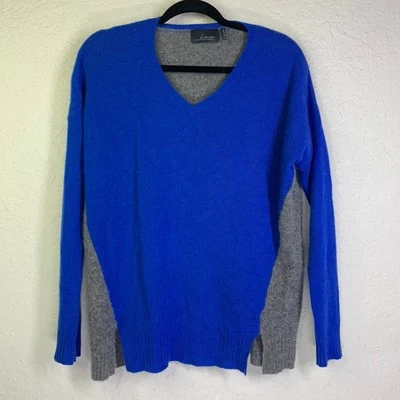 Suéter Suéter LINE THE LABEL Mediano Azul y Gris Bloque de Color Cachemira Suéter Foto 1 de 4