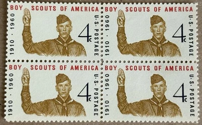 1960 Boy Scouts MNH OG Unused 4c Block Of 4 U.S. Postage Stamp Scott# 1145 - Image 1 of 2