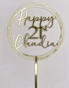Happy Birthdays Cake Topper Signs, Gold Mirror And Other Colors - Picture 1 of 2