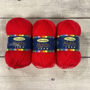 Herrschners 2 Ply Afghan Yarn 2 Ounces Fine #0002 Red Lot Of 3 220 Yds Each - Picture 1 of 3