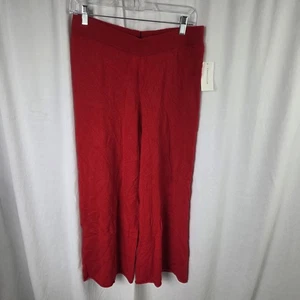 Charter Club Pants Womens Medium Red 100% Cashmere Luxury Wide Leg Soft Knit - Picture 1 of 12