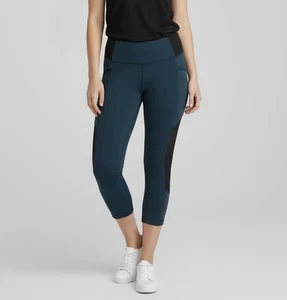 Leggings cortos Lululemon verde azulado 6 paneles de malla pantalones activos tiro medio elásticos lisos - Imagen 1 de 7