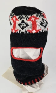 Vtg Full Face Knit Balaclava Ski Mask Unbranded Arrows Black Red White - Picture 1 of 8