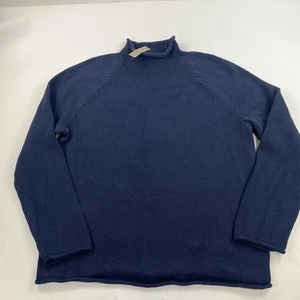 NEU J Crew dunkelblau Baumwolle Rollkragen Pullover Fischer Pullover Größe Large - Bild 1 von 9
