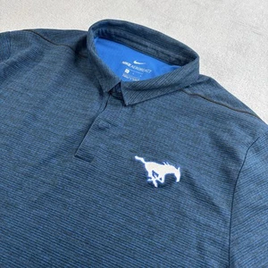 SMU Mustangs Polo Shirt Mens L Nike Blue Performance S/S Snap AeroACT Swoosh - Picture 1 of 12