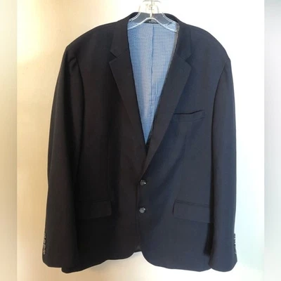 HAGGAR IN MOTION SIZE 46R TAILORED FIT THE BLAZER NAVY BLUE 2 BUTTON CLOSURE - Image 1 of 4