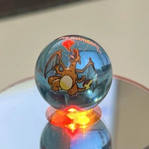 Vtg 2000 Pokemon Charizard 06 Collector Marble Transparent Blue Glass Toy Biz - Picture 1 of 1