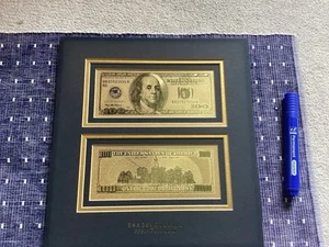US Ben Franklin $100 Gold Leaf Banknote In Presentation Mount. Used. - Picture 1 of 6