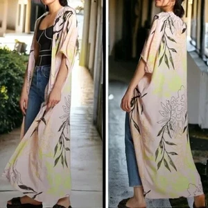 Kimono floral rosa Anthropologie Bel Kazan Marielle ~ $140 - Imagen 1 de 10