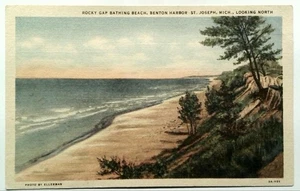 Vintage Rocky Gap Baden Strand Benton Hafen St Joseph Michigan Postkarte - Bild 1 von 2