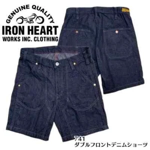 IRON HEART 10oz Doble Frontal Denim Shorts 741 One Wash Indigo Hecho en JAPÓN NUEVO - Imagen 1 de 6
