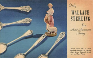 Wallingford CT Wallace Sterling Spoons and Cutlery Linen Postcard - Picture 1 of 2