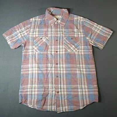 Original Weatherproof Men's Shirt Medium Button Up Short Sleeve Blue & Red Plaid - Image 1 of 4