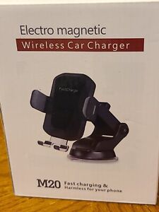 Electro Magnetic Wireless Car Charger M20 Phone Holder Black NEW