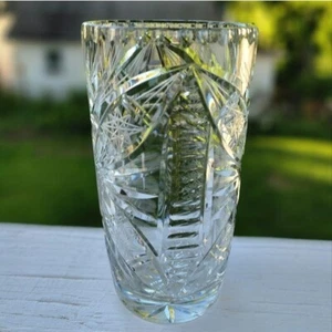 Vintage Fine Cut Crystal Vase 8.7in Tall - Picture 1 of 5