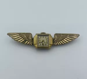 Abercrombie & Fitch Vintage Gold Filled & Brass Wings Watch Pin - Afbeelding 1 van 5