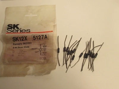 (批量 14)RCA SK12X SK3393 5-W ZENER DIODE 全新  — 第 1/3 张图片