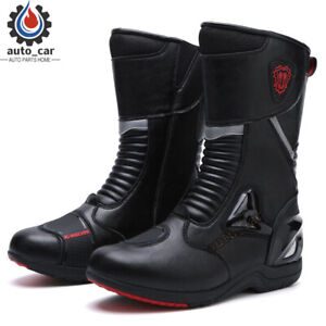 Motorcycle Riding Boots Road Track Racing Sports Protective Shoes High-top Black