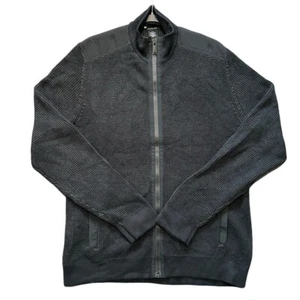 Suéter Jersey Calvin Klein Jeans Para Hombre Grande Negro Tejido Waffle Cremallera Completa 2008 - Imagen 1 de 8