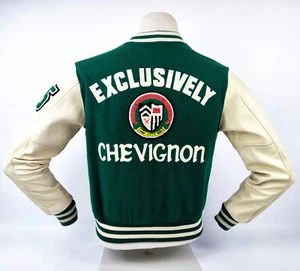 Chaqueta Chevignon Exclusively verde oscuro / crema talla S cuero / mezcla de lana vintage - Imagen 1 de 12