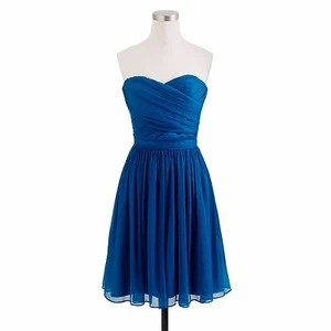 J.Crew SZ 6P ARABELLE Strapless Silk Chiffon Cocktail Dress Matisse NEW $250 - Picture 1 of 2