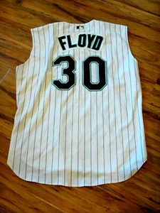 CLIFF FLOYD GAME USED WORN 2002 FLORIDA MARLINS JERSEY #30 CUSTOM SIZE TAGGING. - Bild 1 von 4